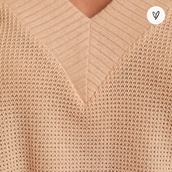 Lulu’s Personal Record Tan Knit Balloon Sleeve Sweater Top Size M - Picture 8 of 15